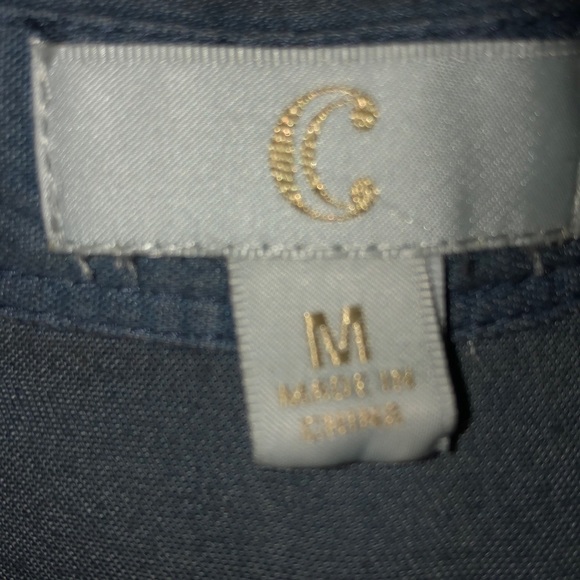 C Brand Long Sleeve 2 Tone Blue Mid Length Dress - Picture 4 of 8